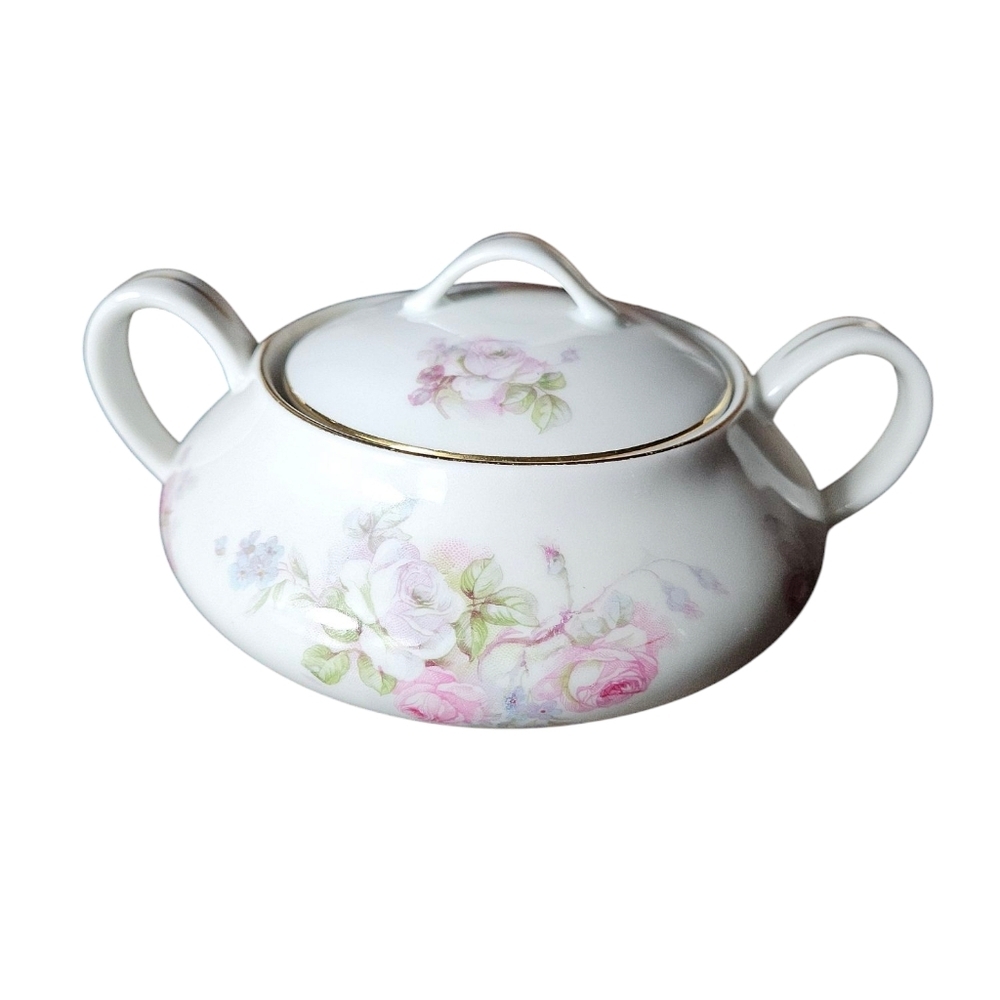 Floral Porcelain Sugar Bowl